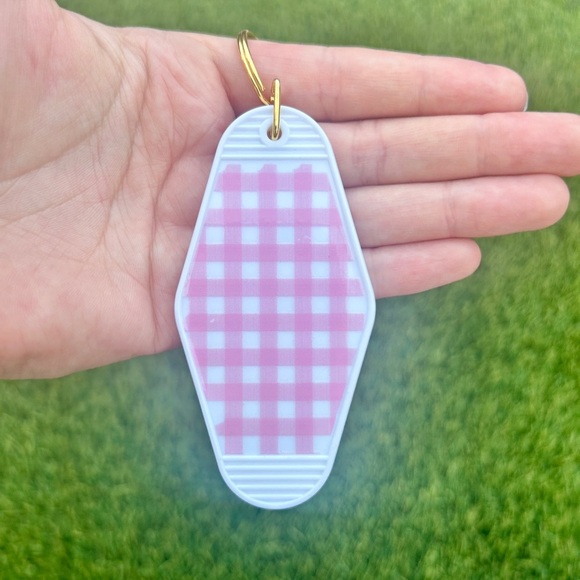 Handmade Pink Motel Keychain – Choose Your Style (Gingham, Smiley, Bows & More) - Picture 13 of 15